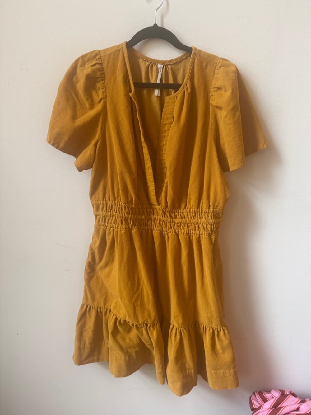 Anthropologie Mustard Yellow Peasant Neck dress